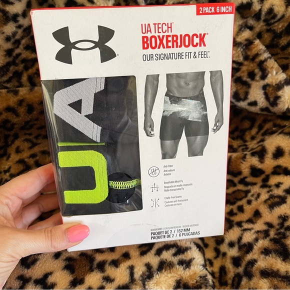 UNDER ARMOUR UA Tech BoxerJock 2-Pk 6" Inch Mens Size 5XL Black Neon Lime NWT - Picture 6 of 9